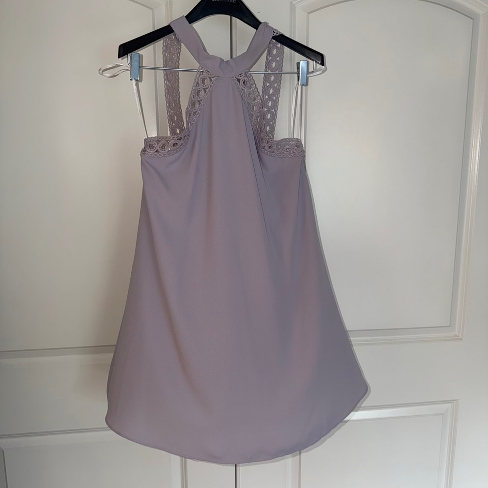 Lulus Lavender Purple Crochet Lace Halter Neck Tie Back Dress Medium NWT